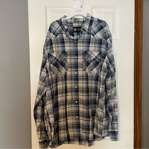 Outdoor Life Men's Navy and White Plaid Shirt